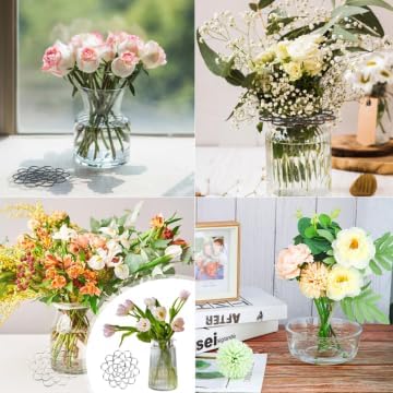 Stainless Steel Floral Grid Flower Arrangement Tool, 3pcs Reusable Floral Grid for Vase Stainless Steel Wire Flower Arranging Tool, Flower Grid Arranger for Arrangement Vase Plant Flower (Black)