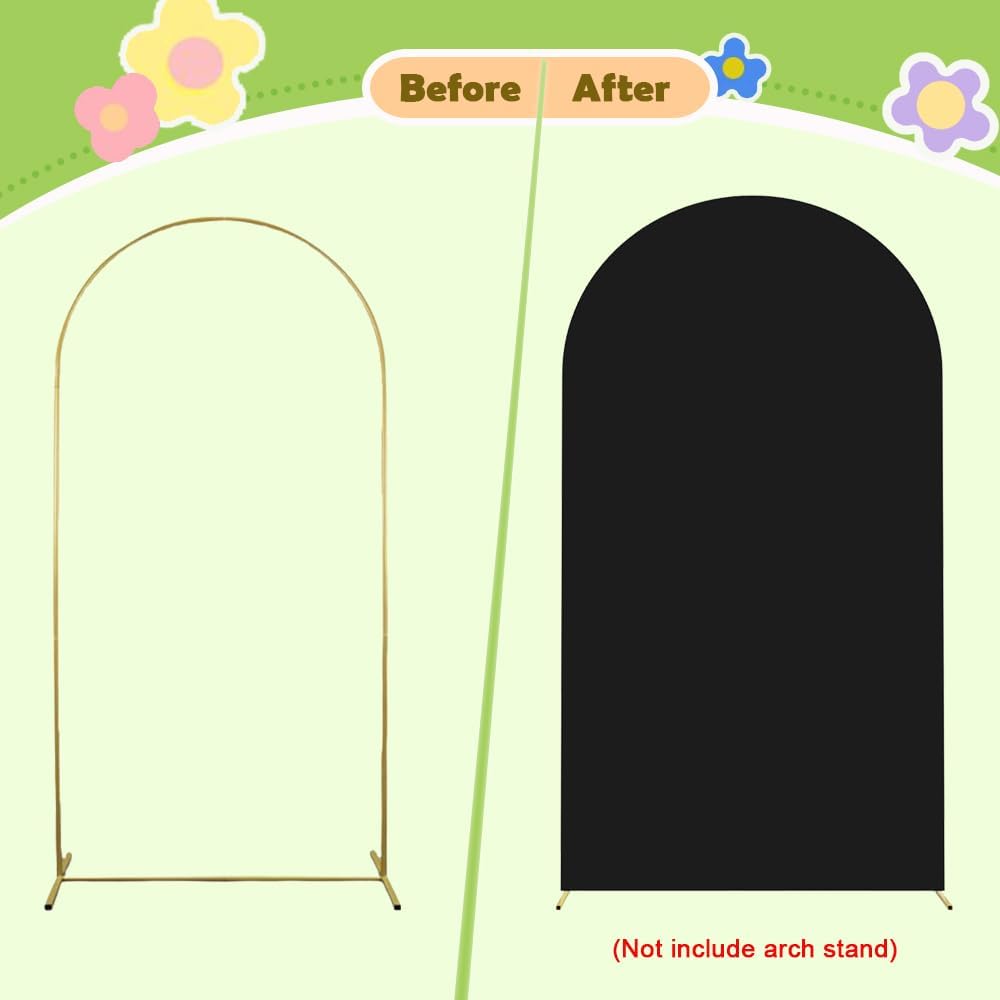 Wedding Arch Cover Black Arch Covers Stretchy Backdrop 4ft Spandex Fitted Arch Backdrop Cover Balloon Arch Stand Cover Round Top Chiara Arch Covers for Gender Reveal Baby Shower Party Ceremony