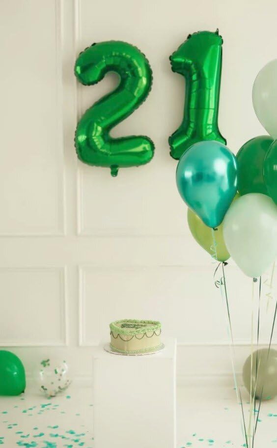 Green Number 27 Birthday Balloon 40 Inch, Digital Balloons for 27 Party Celebration Decorations Supplies, Mylar Foil Numbers Balloon for 27th Wedding Anniversary