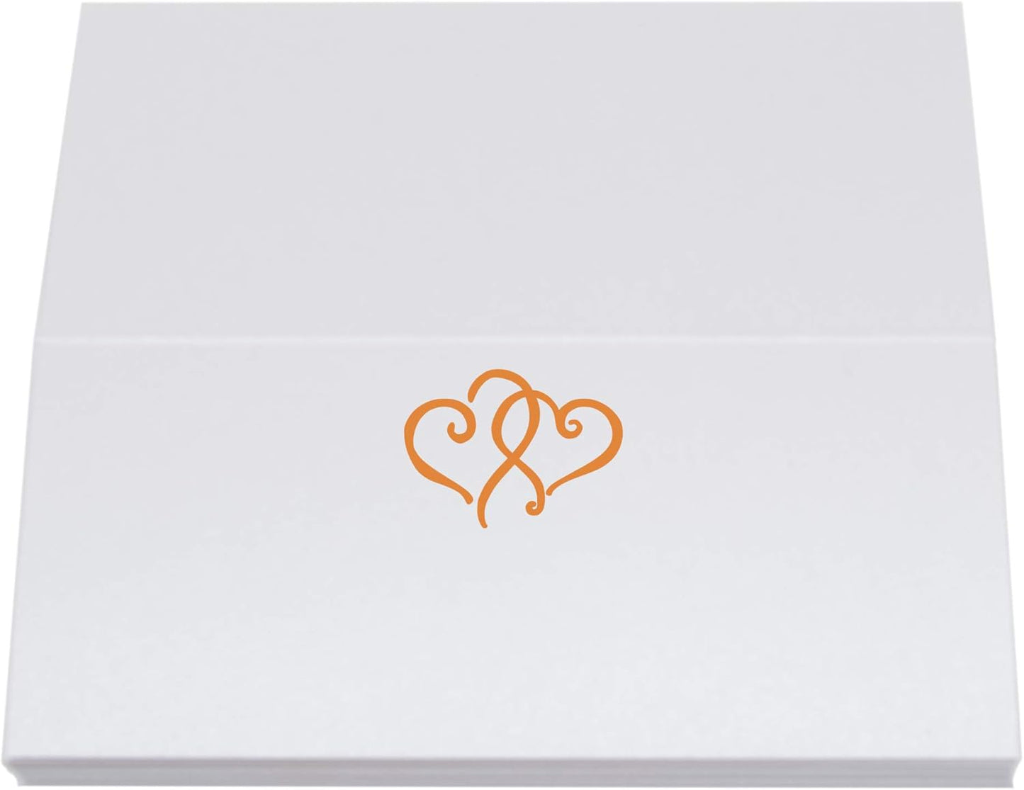 Linked Hearts Place Cards, Orange (Choose Color), Set of 60, Pre-cut and Scored - Wedding, Party, Dinner, and Special Events - Made in the USA
