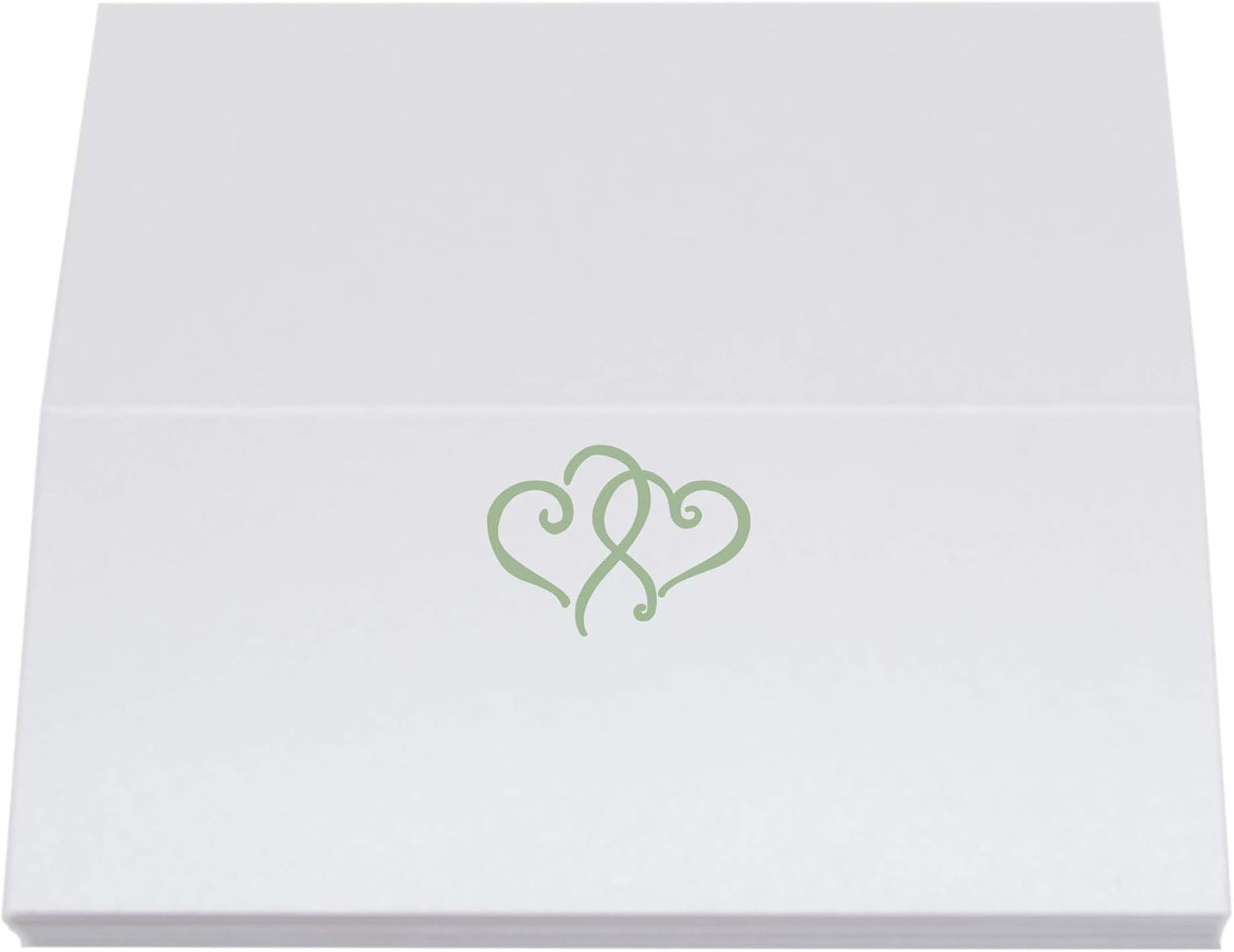 Linked Hearts Place Cards, Sage (Choose Color), Set of 60, Pre-cut and Scored - Wedding, Party, Dinner, and Special Events - Made in the USA