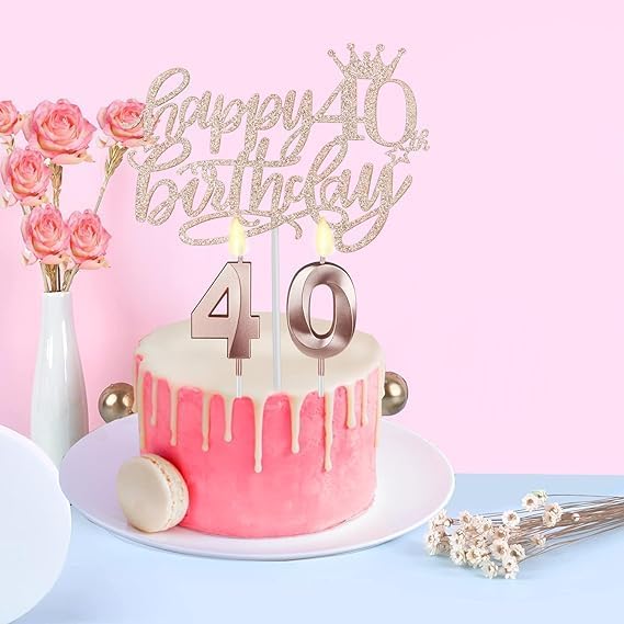40th Birthday Decorations for Women, Including Crown/Tiara, Sash, Cake Topper and Candles, 40th Birthday Gifts Women