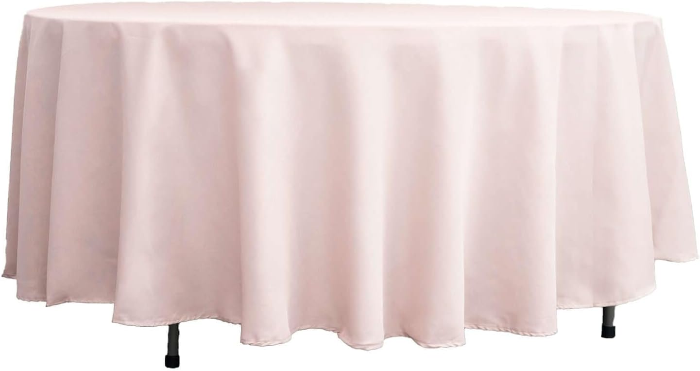 Efavormart Round Tablecloth, 108 Inch Stain & Wrinkle Resistant Washable Table Cloth, Decorative Polyester Fabric Table Cover for Banquet, Wedding, Dining- Blush