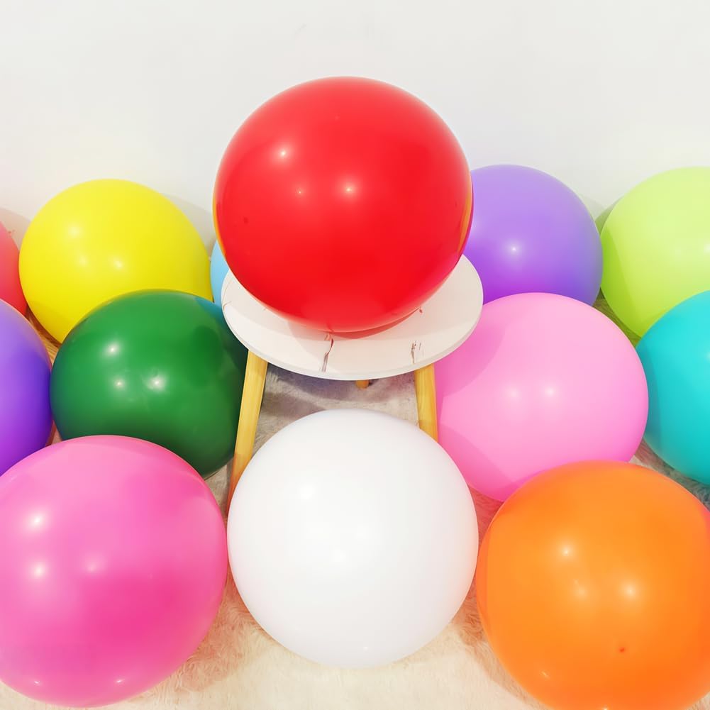 60 Pack Rainbow Balloons 18 Inch Assorted Colors Latex Multicolor Balloon 12 Kinds Colorful Large Balloons for Birthday Wedding Baby Shower Anniversaries Store Party Decorations