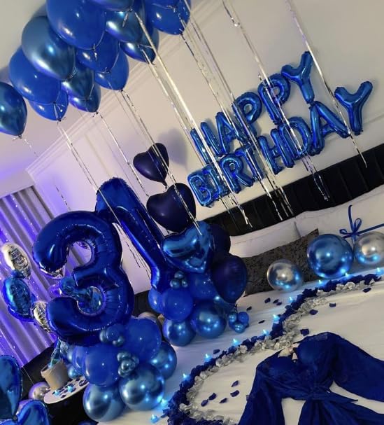 Night Blue Helium Number Balloon 40 Inch, Giant Foil Night Blue Number 0 Birthday Balloons, Large Numbers 10 20 30 40 50 60 70 80 90 100 2025, Party Celebration Supplies Decorations