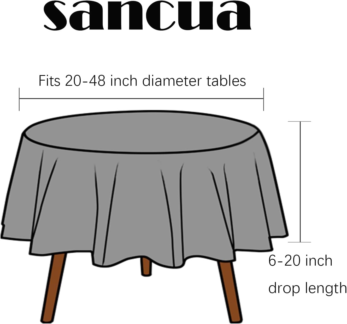 sancua Round Tablecloth - 60 Inch - Water Resistant Spill Proof Washable Polyester Table Cloth Decorative Fabric Table Cover for Dining, Buffet Parties and Camping, Blush (Fits 20-48 Inch Tables)