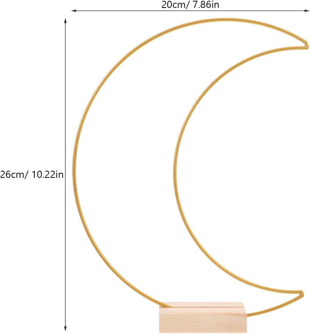 Dining Table Decor 10 Sets Metal Floral Hoop Moon Shaped Metal Wreath Ring Stand with Wood Holder Centerpiece Table Decor for DIY Xmas Wedding Table Decor Flower Garlands (Moon,26x20cm