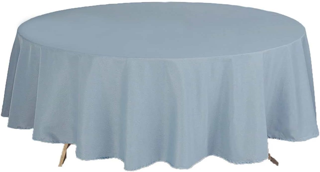 Efavormart Round Tablecloth, 108 Inch Stain & Wrinkle Resistant Washable Table Cloth, Decorative Polyester Fabric Table Cover for Banquet, Wedding, Dining- Dusty Blue
