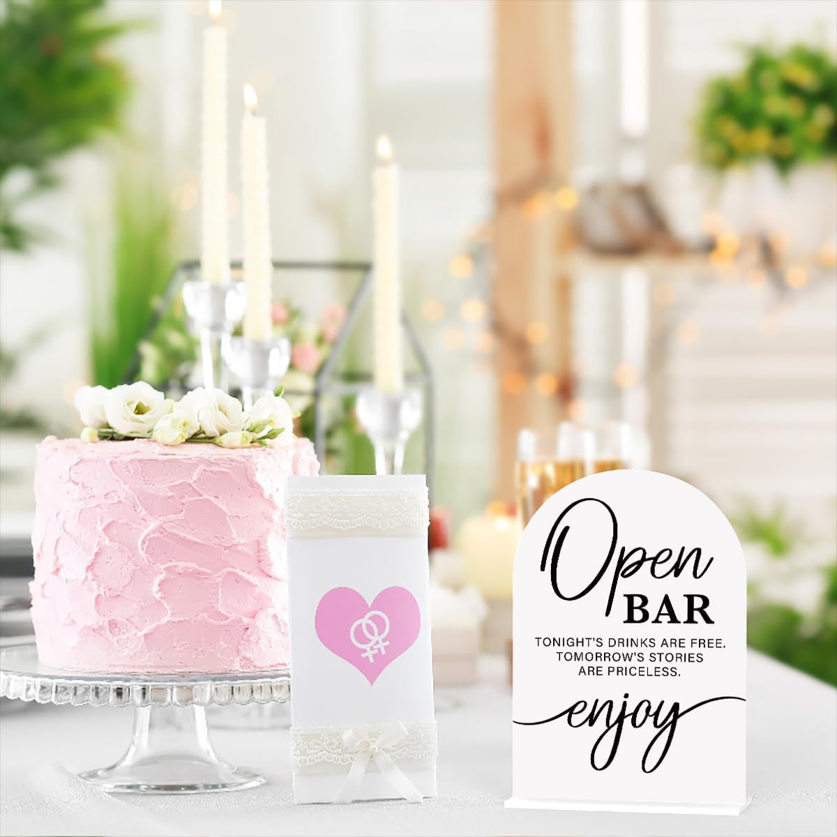 Acrylic Wedding Sign Wedding Signs for Ceremony Open Bar Sign for Wedding Modern Calligraphy Arch Acrylic Table Top Sign for Wedding Reception and Event Party Table(white)