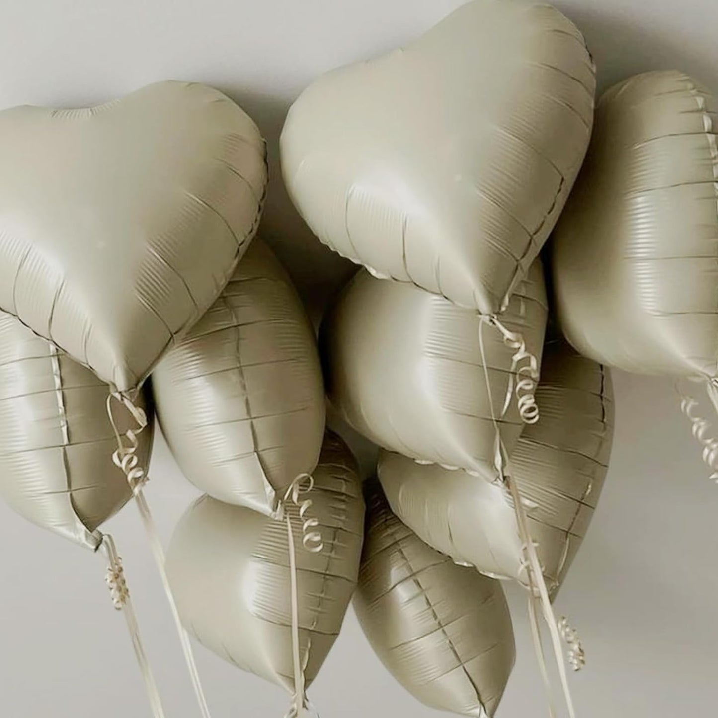 Cream Heart Balloons, 18 Inch Cream White Heart Shape Balloon, 12PCS Large Sand White Helium Foil Heart Romantic Balloon for Girls Birthday Baby Shower Wedding Engagement Anniversary Party Decoration