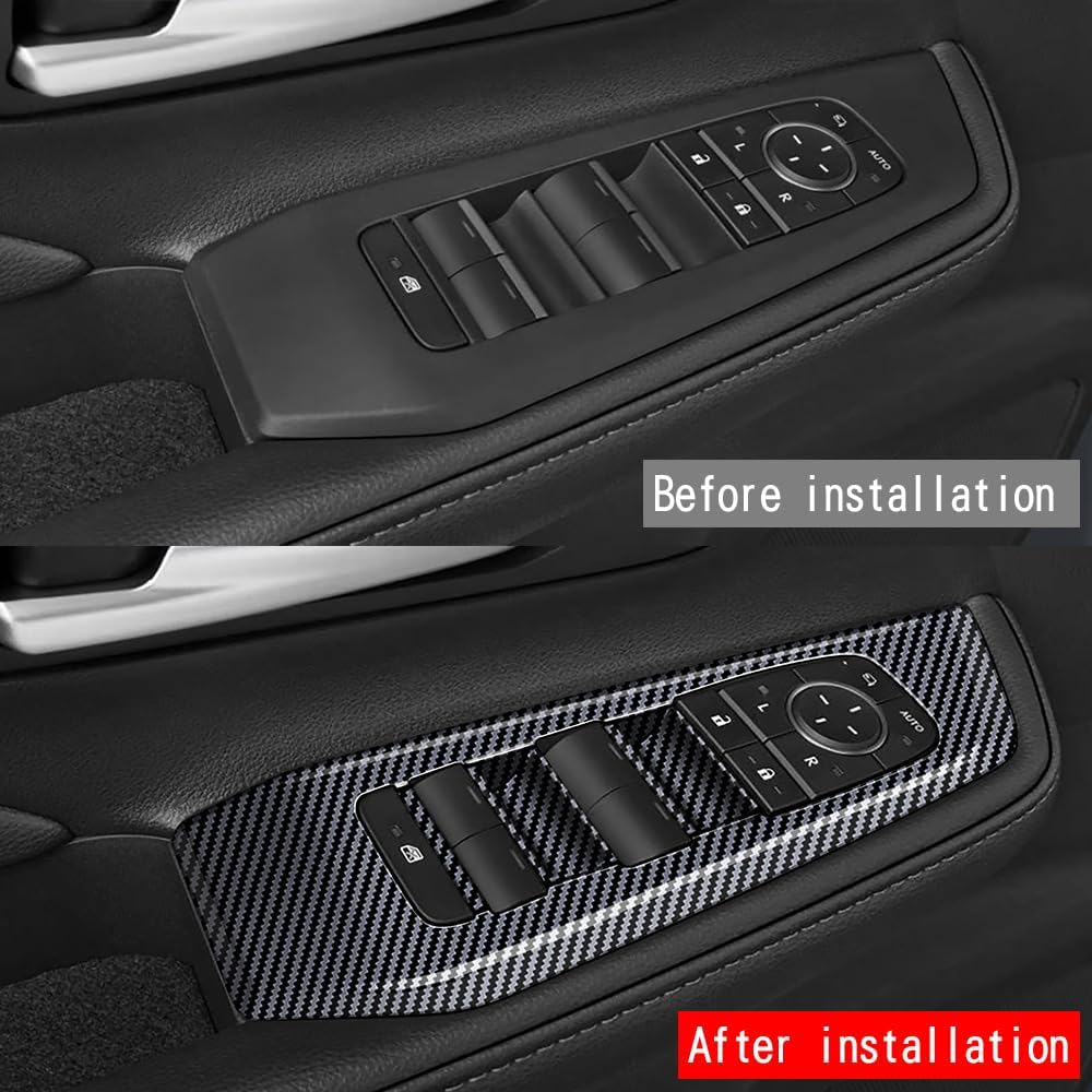 4pcs Carbon Fiber Style Front Rear Doors Window Glass Lift Switch Panel Cover Decorative Sticker Protection Car Interior Accessories for 2024-2025 Toyota Grand Highlander KT18