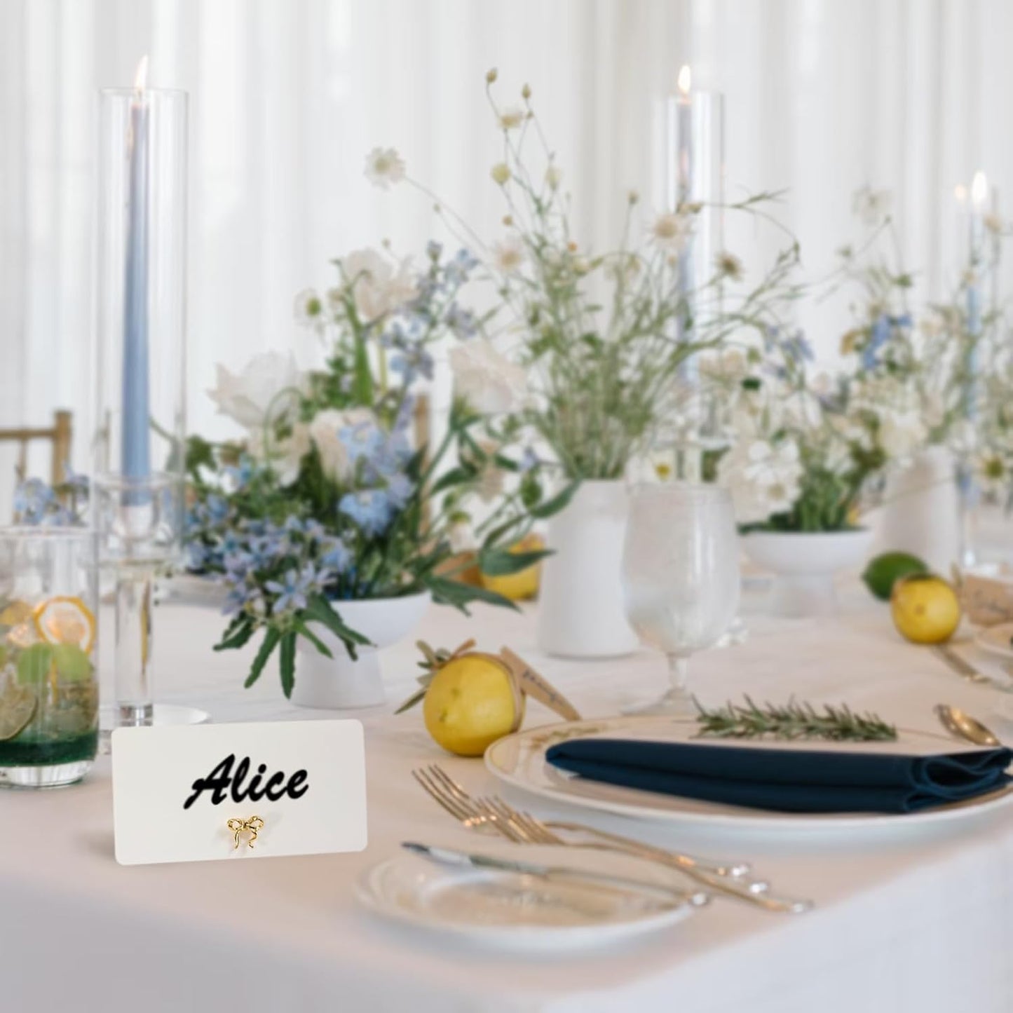 26Pcs Decorative Bow Place Card Holders Bulk Gold Name Card Stands Set Photo Holders for Wedding Birthday Party,Table Place Cards, Food Signs,Name Tag