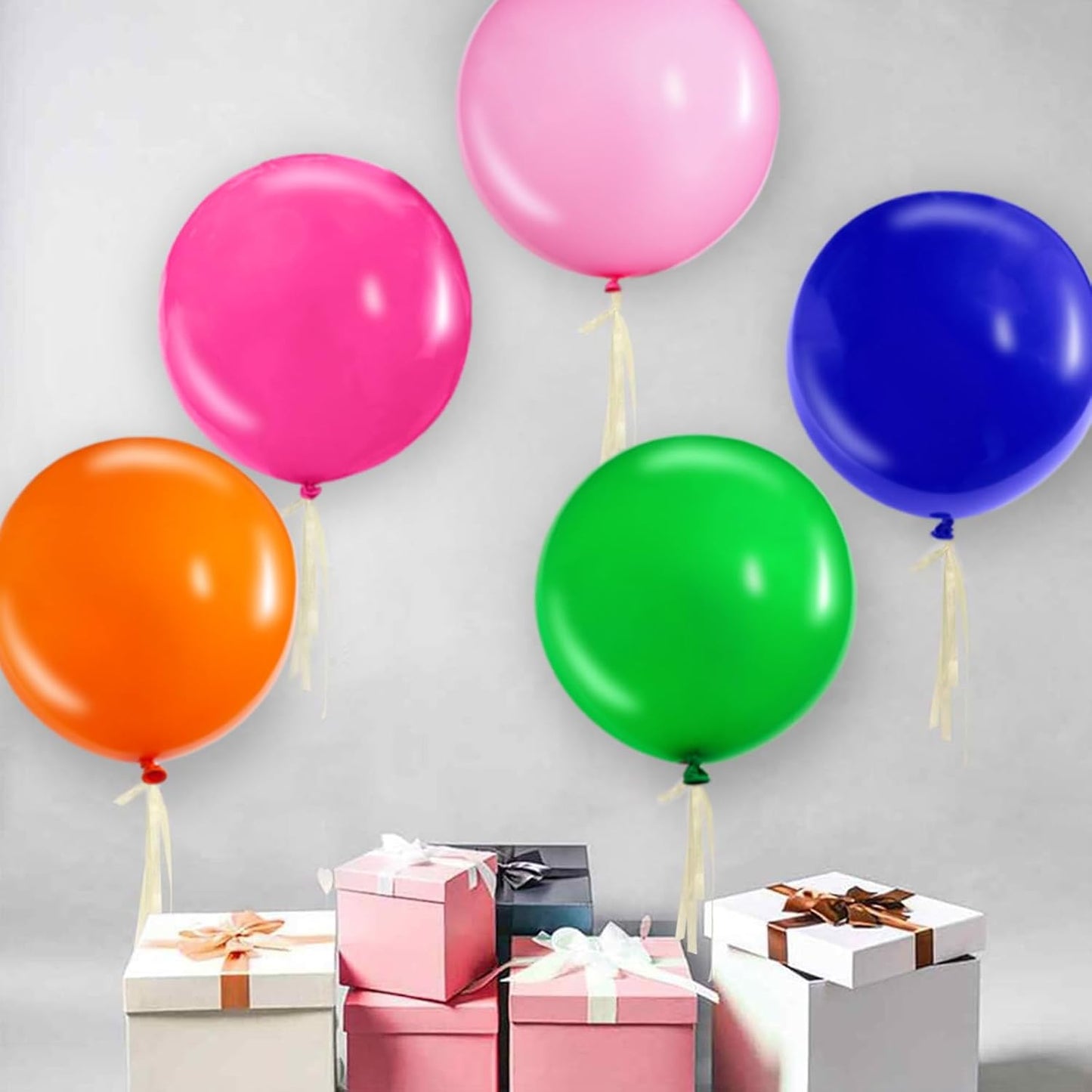 KAWKALSH Assorted Rainbow Giant Balloons 36 Inch, 9pcs Jumbo Multicolor Large Round Latex Balloon for Birthday Baby Shower Wedding Party Decorations