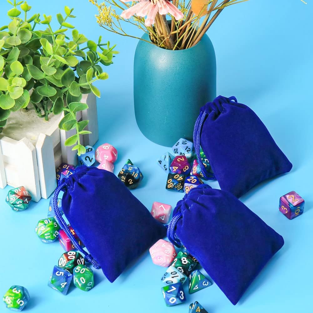 Shintop 10pcs Velvet Drawstring Bags Wedding Gift Bags Velvet Cloth Jewelry Pouches (Blue)