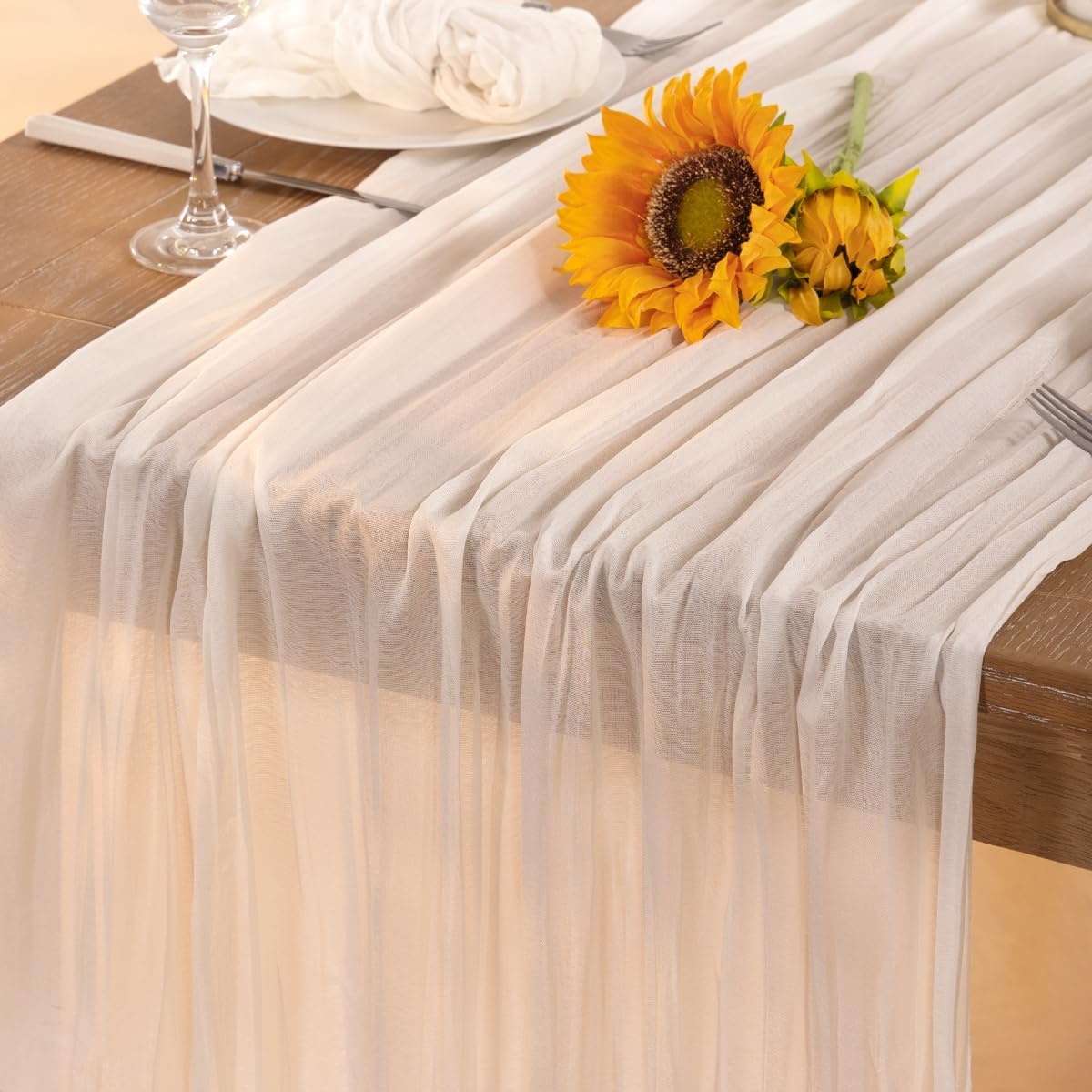 Ivory White Cheesecloth Table Runner Fall Table Runner Boho Gauze 120 Inches White Cheese Cloth Fall Table Decorations for Thanksgiving Weddings Bridal Baby Shower