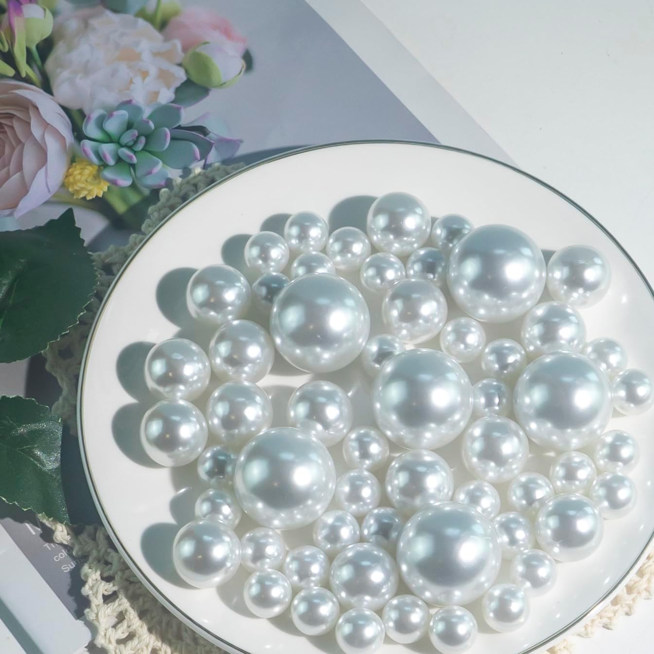 120 PCS 8/14/20mm No Hole Polish Pearl Beads for Centerpiece, Dark Purple Beads Decorative Vase Fillers, Plastics Pearls for Vases, Table Scatters, Wedding Party Decor