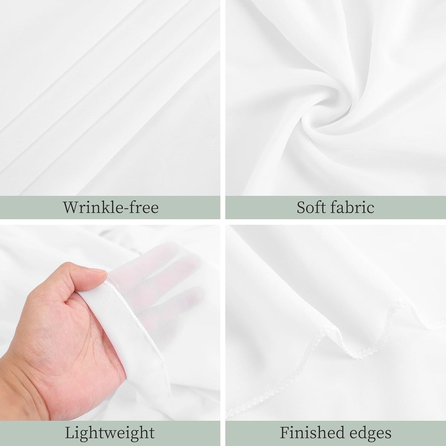 4 Panels White Ceiling Drapes 5ftx20ft Wedding Ceiling Drapes Chiffon Fabric Arch Draping Sheer Curtains Soft Drapery Draping Wedding Ceiling Decorations for Party Ceremony Stage Swag