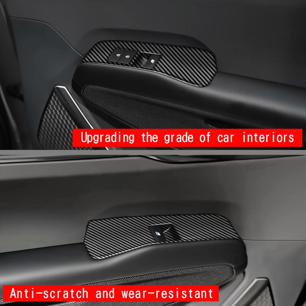 4pcs Carbon Fiber Style Front Rear Doors Window Glass Lift Switch Panel Cover Decorative Sticker Protection Car Interior Accessories for 2023-2025 KIA EV9 KT15