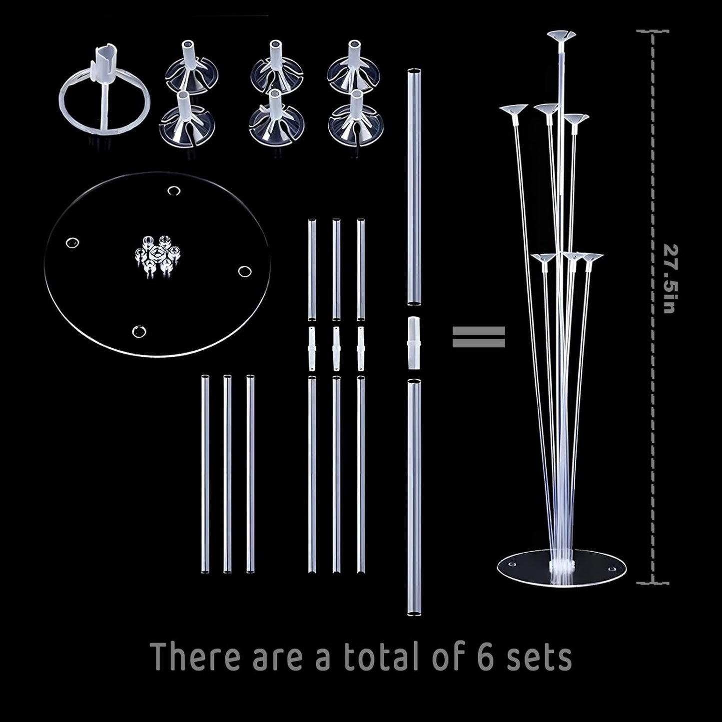 6pcs Balloon Stands Kit Table Centerpiece Table Decorations for Anniversary Birthday Wedding Graduation Retirement Party Decorations (Green Gold)