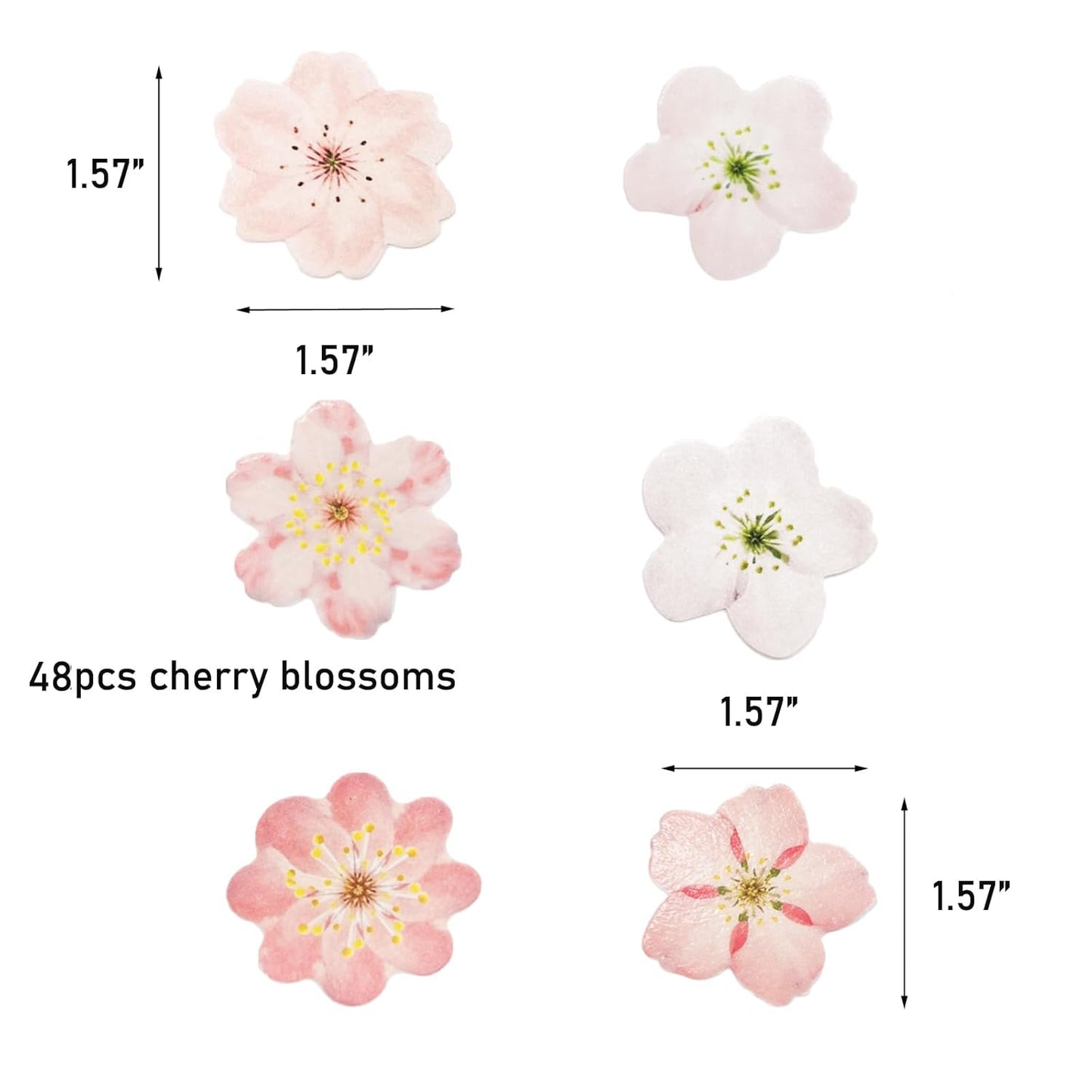 Wafer Leaves Sunflower Snowflakes Unicorn Wings Cupcake & Cake Toppers Decoration (48pcs cherry blossom)