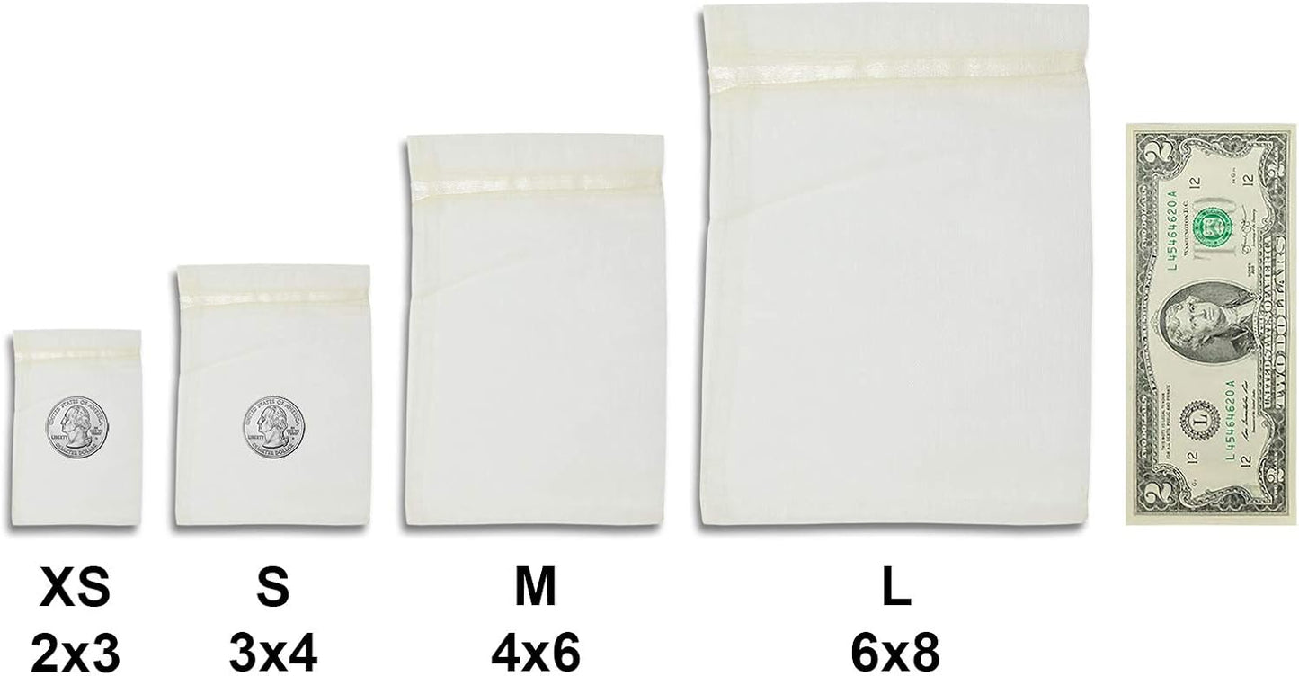 TheDisplayGuys 48-Pack 3x4 Cream/Beige Sheer Organza Gift Bags with Drawstring, Jewelry Candy Treat Wedding Party Favors Mesh Pouch