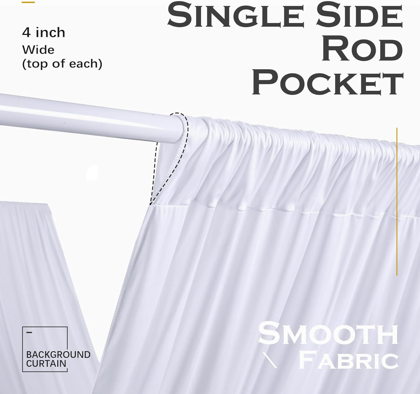 PartyVillage 8 Panels 5ftx30ft White Ceiling Drapes for Wedding Parties â 30 FT Extra Long Thick Polyester Wrinkle-Free Drapery Tent Decor Decorations for Birthday Party Ceremony Stage Swag