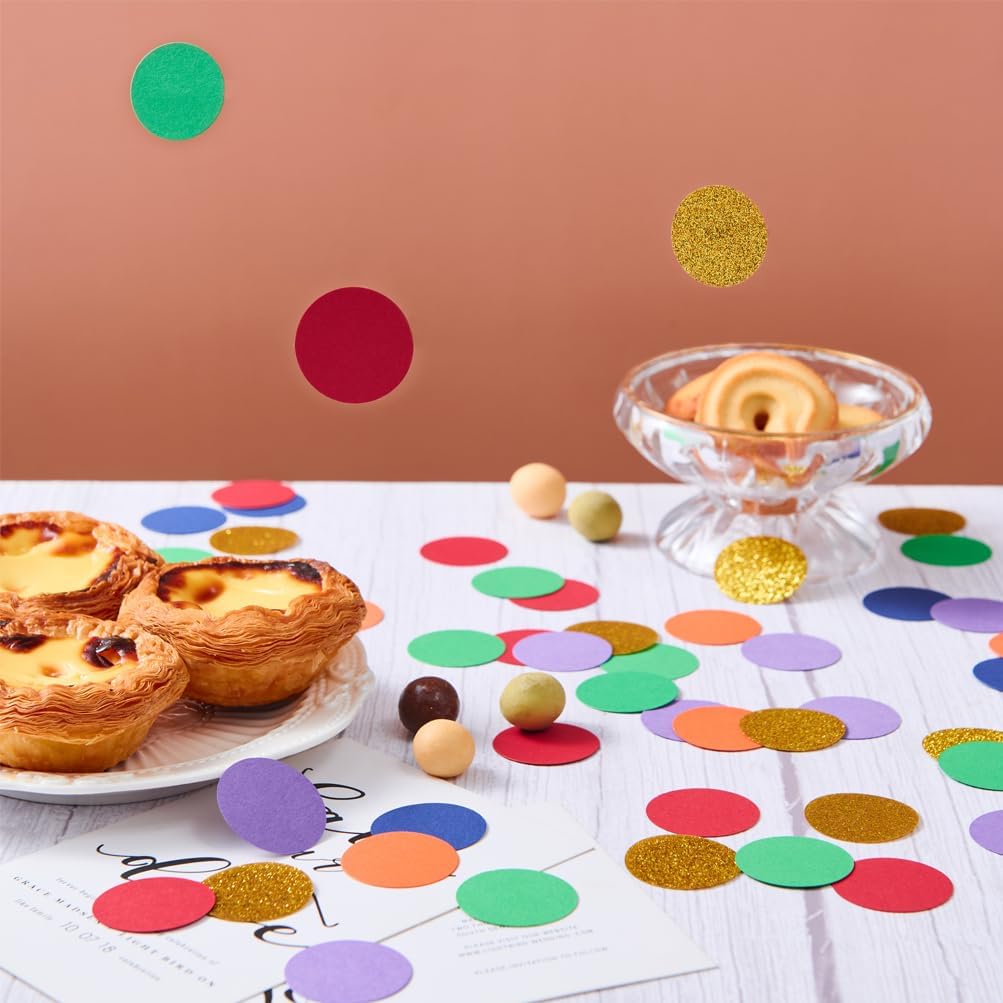 Rainbow Confetti Table Decoration for Baby Shower Birthday Wedding Graduation Pride Theme Party, Gold Red Orange Green Blue Purple, 1.2 inch in Diameter, 200 Counts