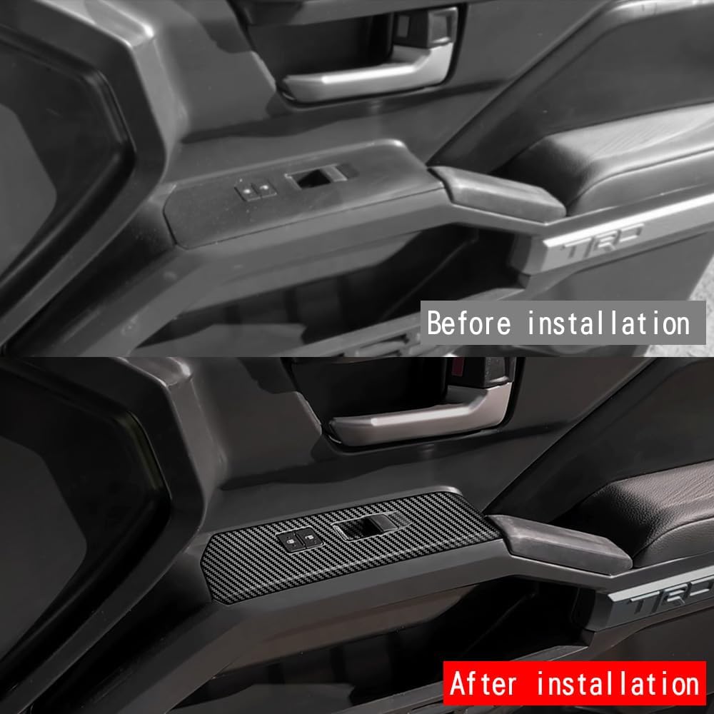 4pcs Carbon Fiber Style Front Rear Doors Window Glass Lift Switch Panel Cover Decorative Sticker Protection Car Interior Accessories for Toyota Tacoma 2024 2025 KT05