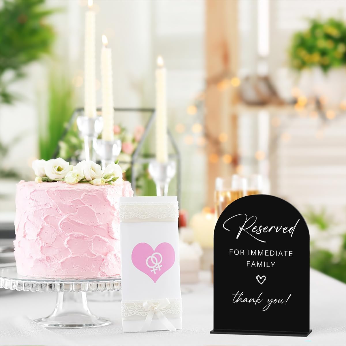 Acrylic Wedding Sign Wedding Signs for Ceremony Reserved for Immediate Family Sign for Wedding, Modern Calligraphy Arch Acrylic Table Top Sign for Wedding Reception and Event Party Table(black)