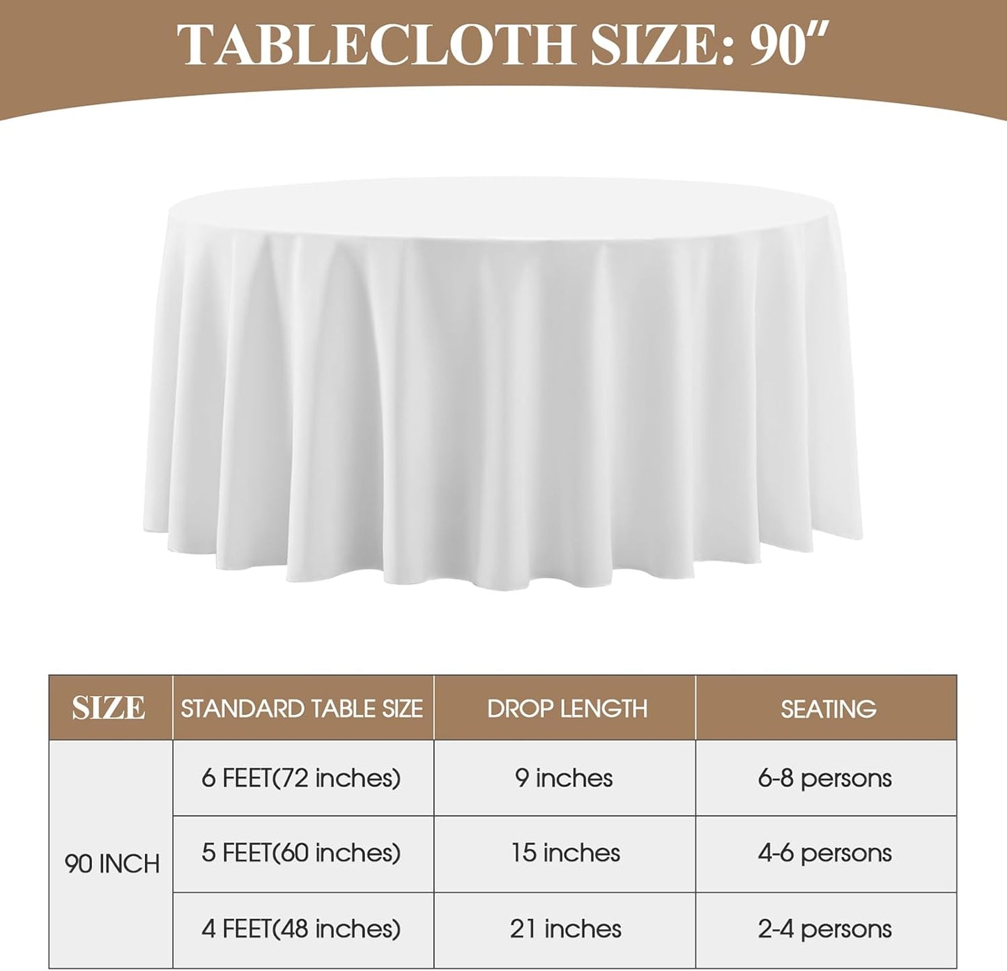 Round Tablecloth 8 Pack 90 Inch White Tablecloths Washable Decorative Linen Polyester Table Clothes Cover for Dining Table Banquets Buffet Parties and Wedding