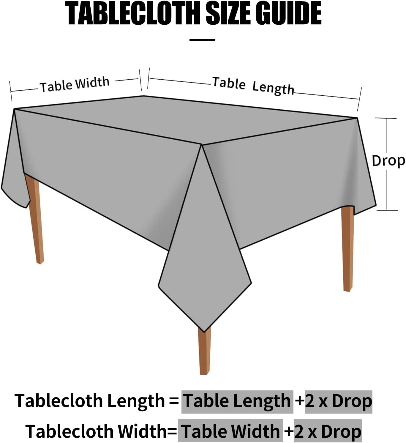 Smiry Rectangle Table Cloth, Waterproof Heavy Duty Vinyl Tablecloths, Wipeable Washable Table Cover for Kitchen and Dining Room (Grey, 60" X 120")