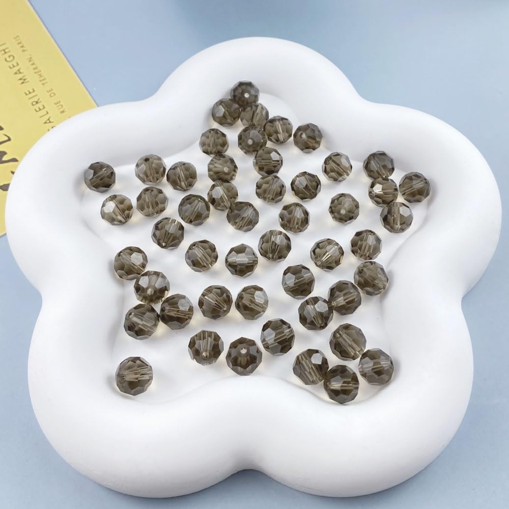 400 PCS 4mm Crystal Glass Beads Round Multiple Faceted Loose Spacer Glass Beads for DIY Handcrafte Bracelet Necklace Earring Jewelry Making(Grey)