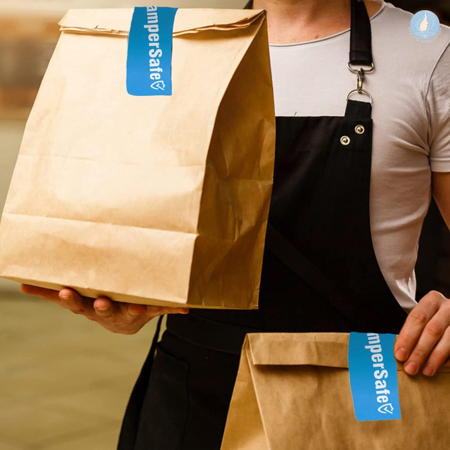 Angel's Peel Lounge Tamper Proof Stickers Roll — Tamper Evident Stickers for Food Delivery, Drink Lids, Containers, Writable Self Adhesive Seal Tape, Easy Application Labels - 1x3in 250-COUNTS, Blue