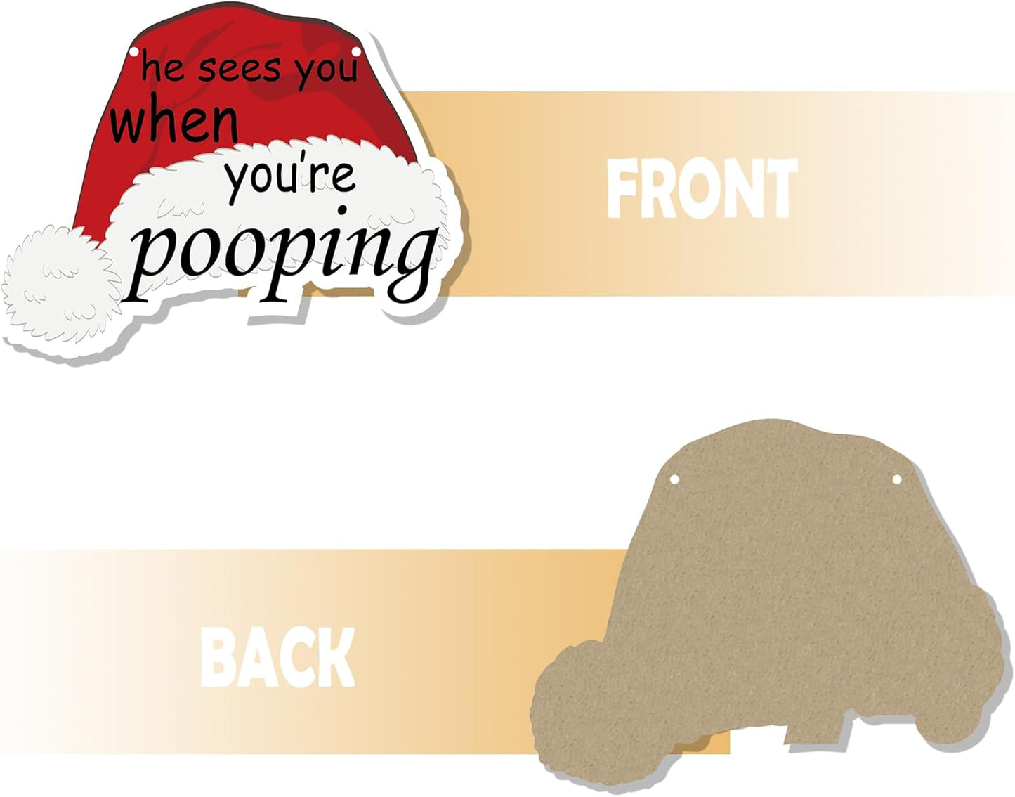 Funny Christmas Wooden Sign, Novelty Humor Xmas Hanging Sign Wall Decor for Guest Bathroom Toilet, Christmas Bathroom Home Door Decor 12 x 6 Inch