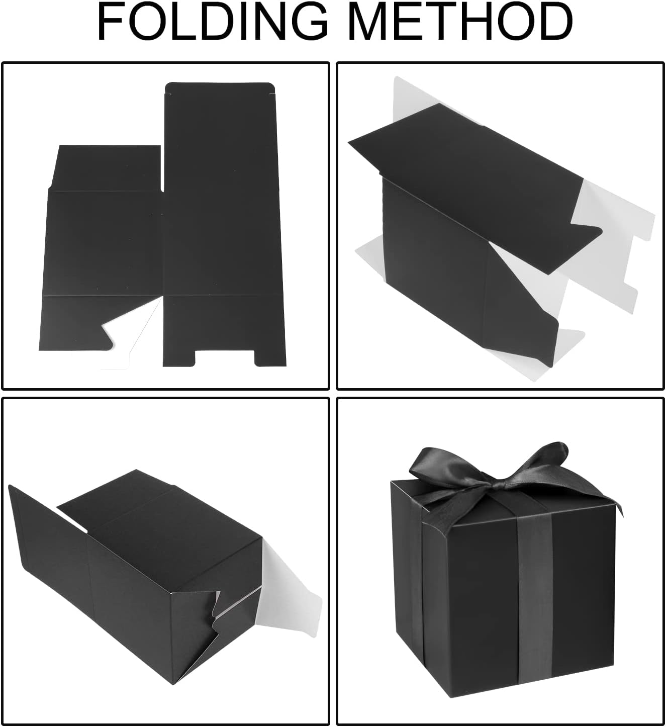COTOPHER Small Gift Boxes 25 Pack 6x6x6 inches Black Gift Boxes with Lids for Gifts, Crafting, Wedding Party Favor, Cupcake Boxes, Candy, Bridesmaids Proposal Box with Ribbons and Stickers