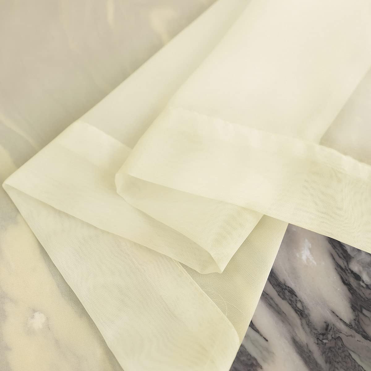 Window Light Yellow Sheer Curtains 60 x 84 Inches 2 Panels - Clear Basic Rod Pocket Panel for Living Room, Bedroom, Kids Room, Yard, Patio, Parlor, Sliding