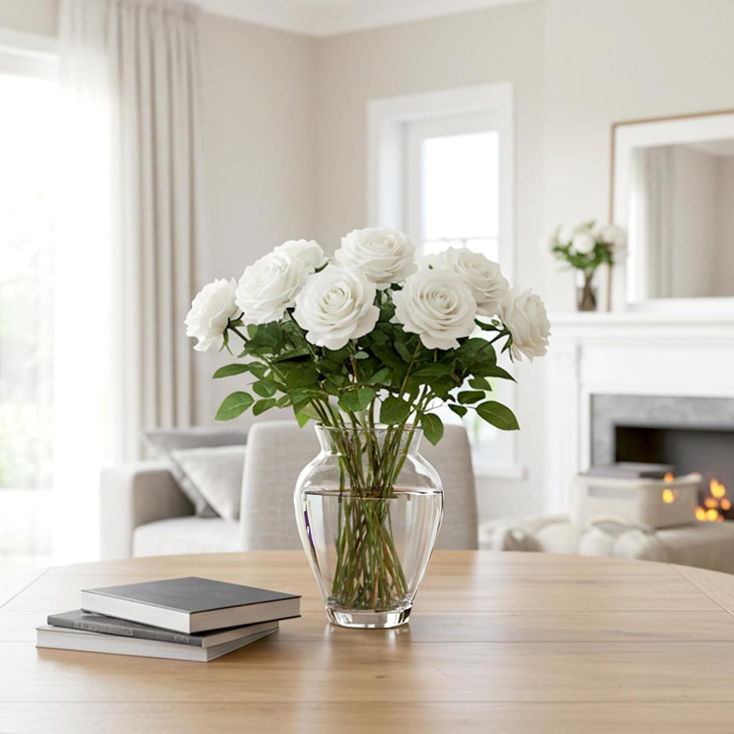 Auihiay 104pcs Roses Artificial Flower - Realistic White Fake Roses for Wedding Centerpieces, Table Decor, Valentine's Day, Mother's Day, and Home Party Decorations