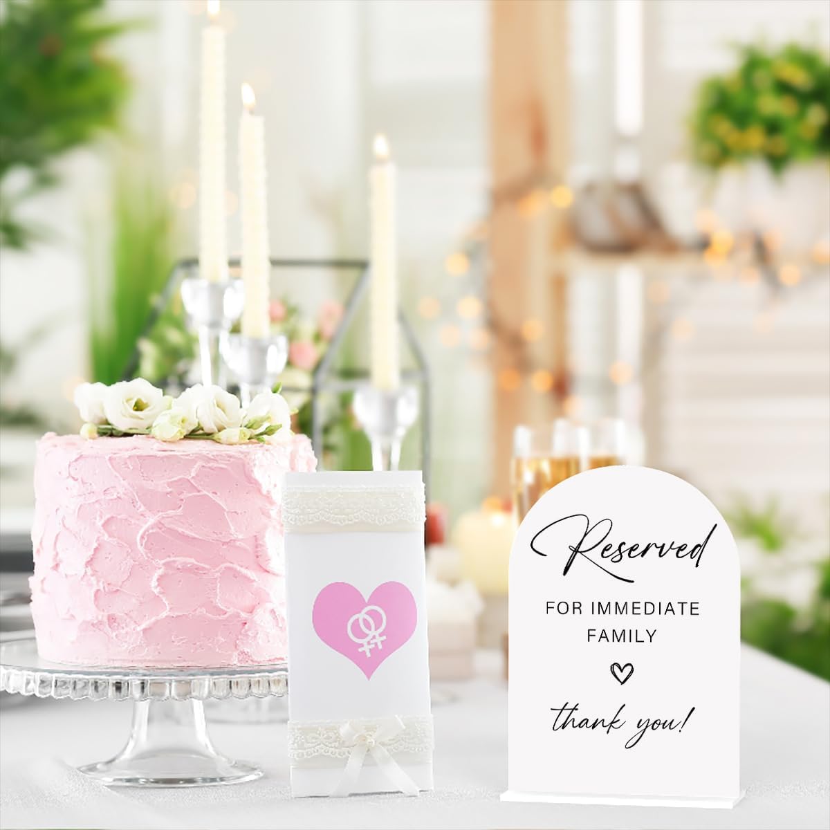 Acrylic Wedding Sign Wedding Signs for Ceremony Reserved for Immediate Family Sign for Wedding, Modern Calligraphy Arch Acrylic Table Top Sign for Wedding Reception and Event Party Table(white)