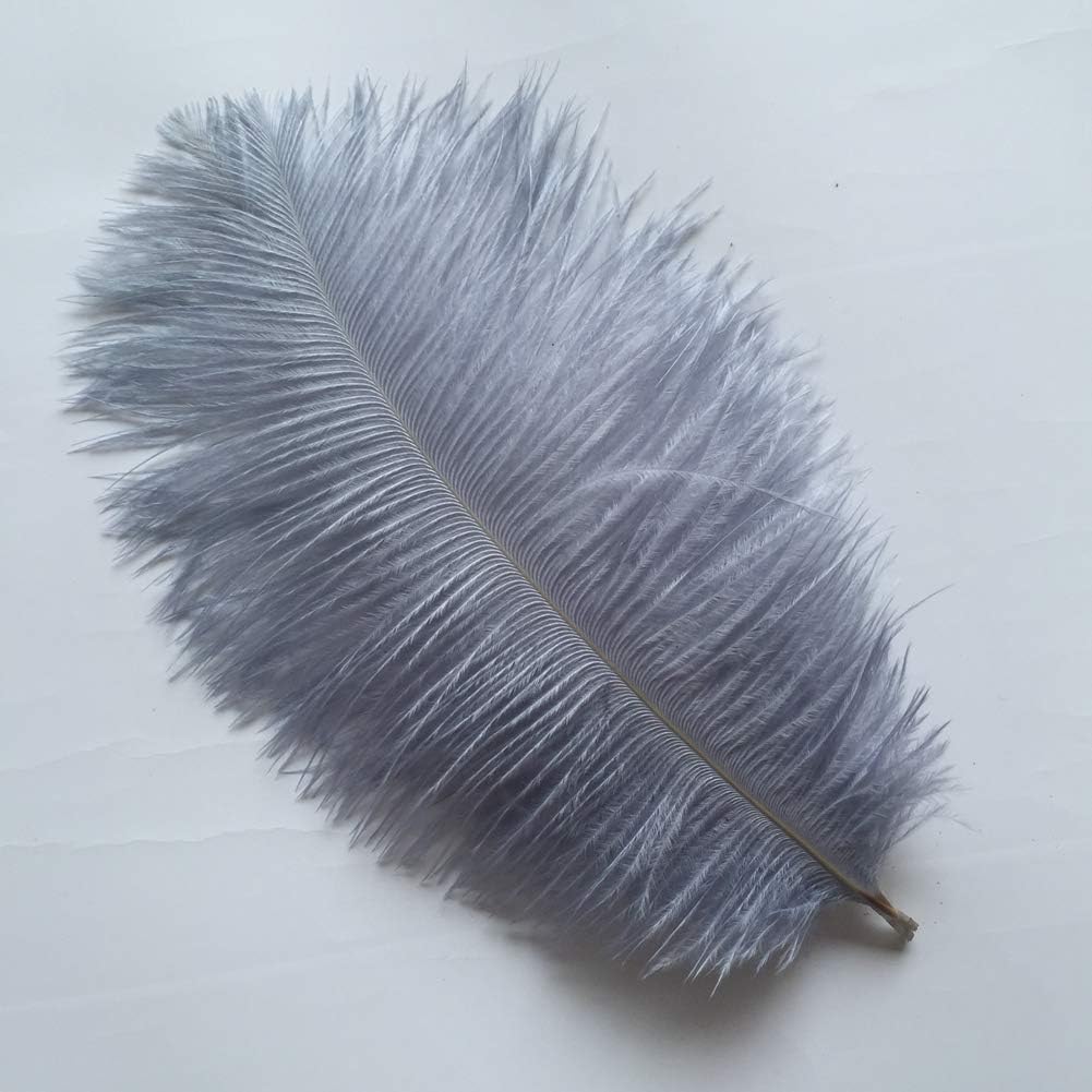 Sowder 8-10inch(20-25cm) Ostrich Feathers Plume for Wedding Centerpieces Home Decoration Pack of 10pcs(Grey)