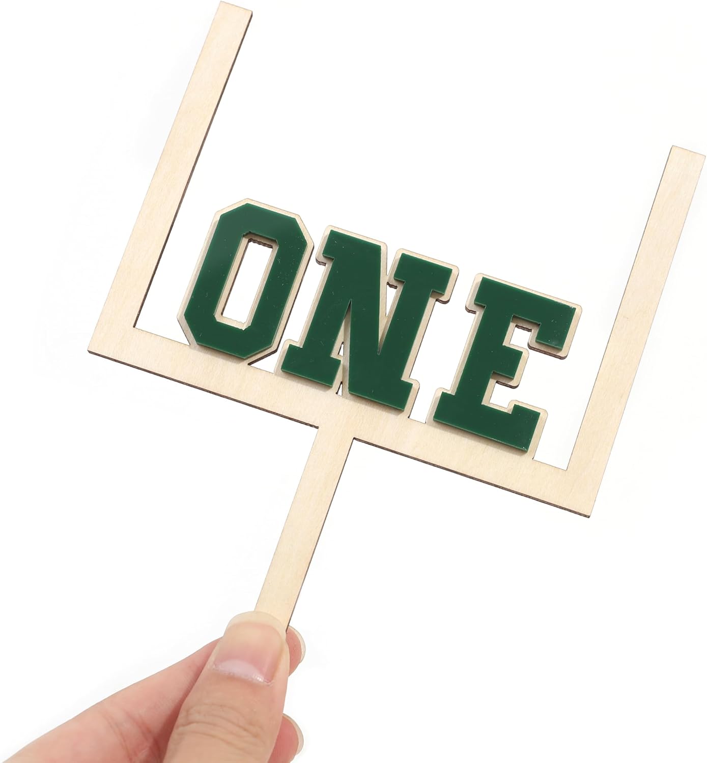 Wood And Acrylic Football One Cake Topper - Football First/1st Birthday Decorations,First Year Down Party Decorations,Rookie Of The Year Cake Decor (football-1)