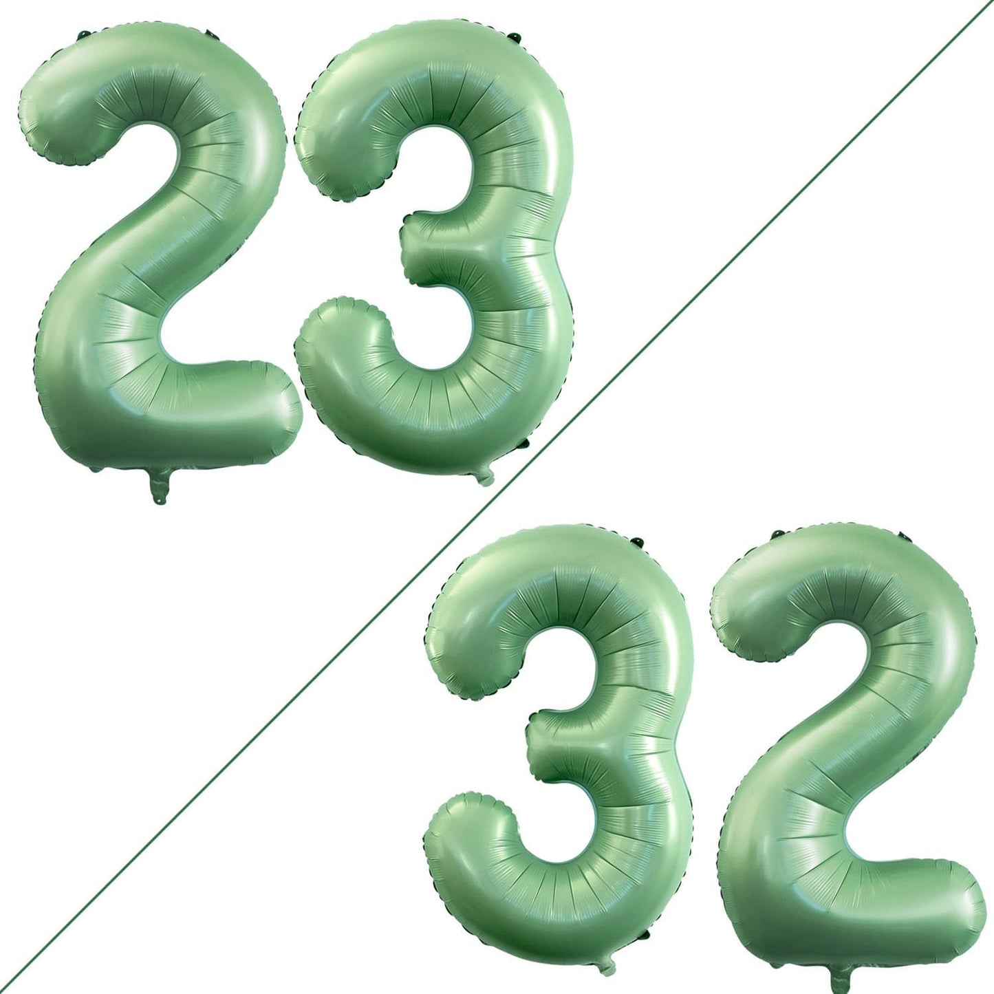 GOER Number 23 Balloons for 23rd Birthday Party Decorations,42 Inch Jumbo Foil Helium 32 Balloons for 32nd Birthday Party Decoration (Sage Green)