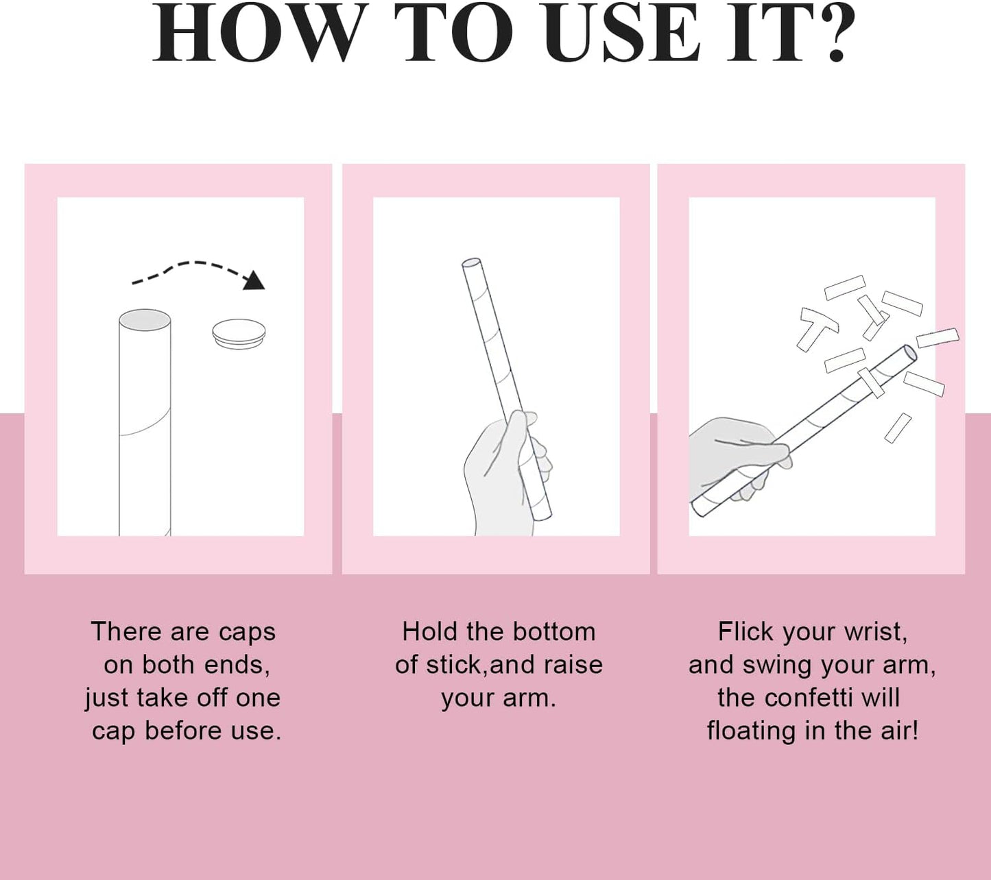 BATTIFE 40Pack White Confetti Wands, 14 Inch Tissue Paper Confetti, Flick Flutter Sticks for Wedding, Celebrations, Anniversary, Birthday, Graduation Party