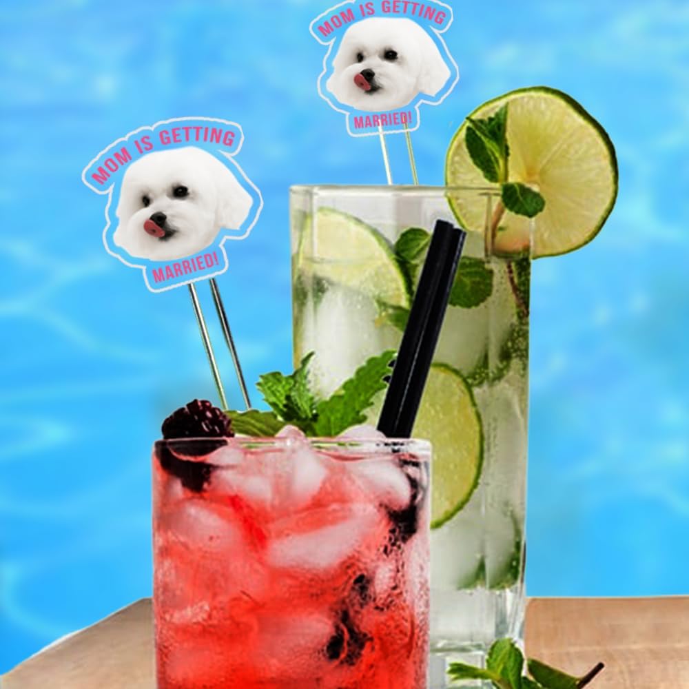Custom 50 Pcs Double-Sided Wedding Pet Stir Sticks, Personalized Dog Cat Stir Stick, Acrylic Cocktail Stirrers, Wedding Drink Stirrers, Bachelorette Gifts, Bridal Shower Decorations