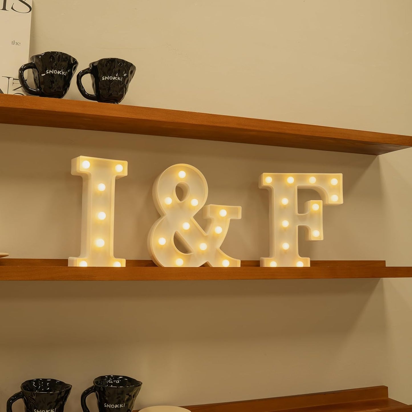 Foaky Rechargeable LED Letter Lights Sign Marquee Light Up Letters Sign for Night Light Wedding/Birthday Party Christmas Lamp Home Bar Decoration (&-Symbol)