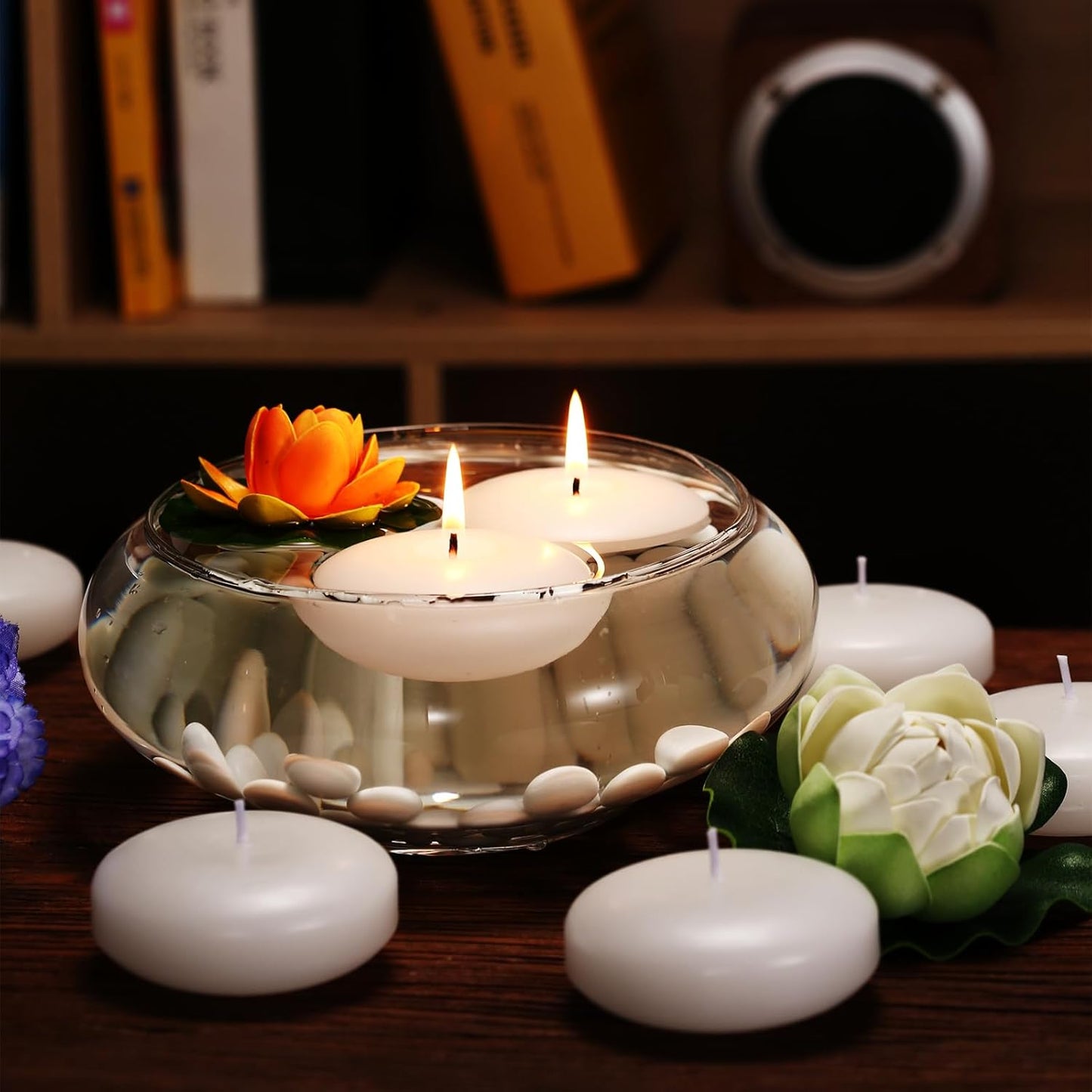 36 Pack Floating Candles, 3” White Unscented Dripless Wax Burning Candles, for Weddings, Party, Cylinder Vases, and Home Decorations