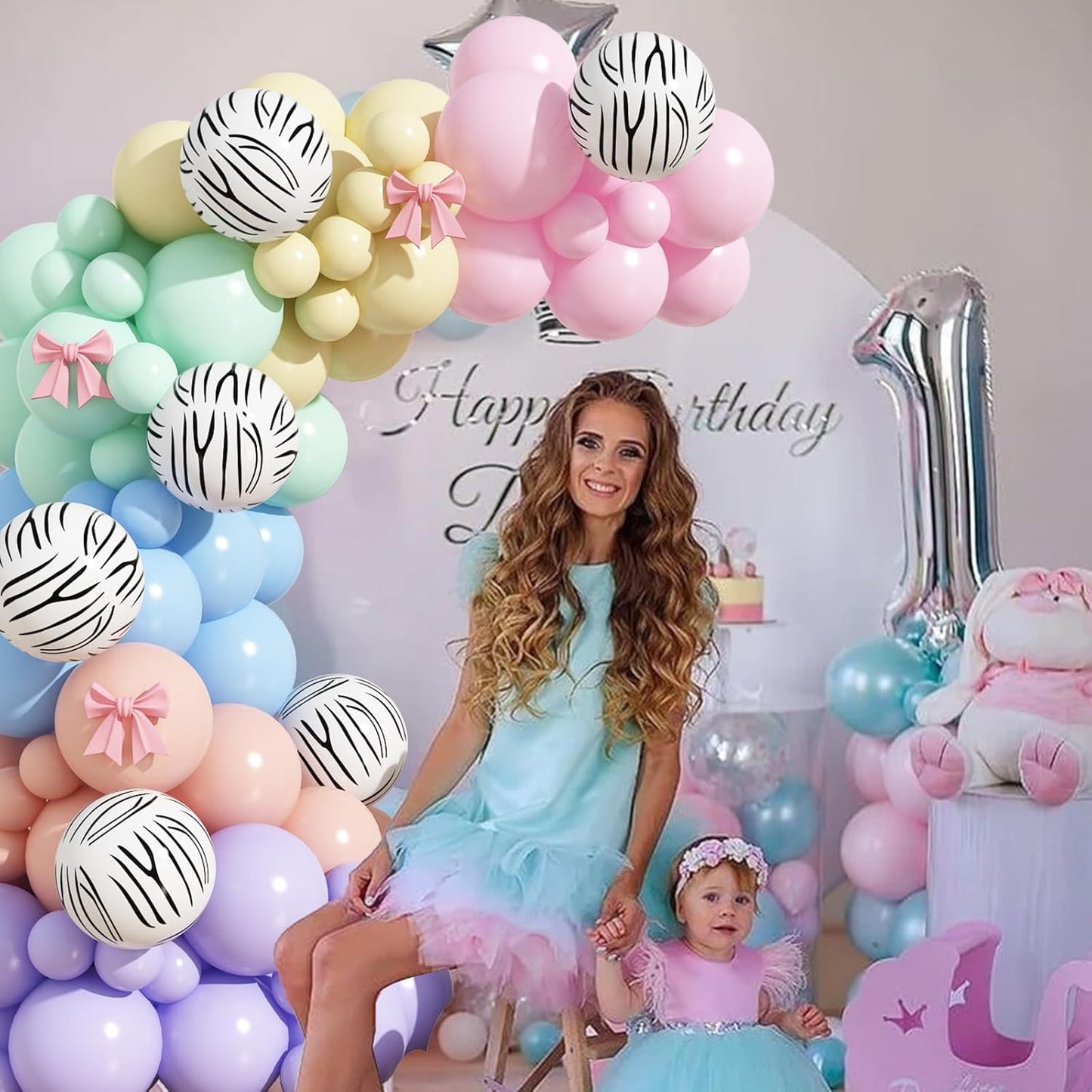 Pastel Balloon Arch Kit 123Pcs Macaron Rainbow Balloons Garland Colorful Birthday Party Balloons for Girls Unicorn Easter Spring Wild Zoo Animals Zebra Theme Bridal Baby Shower Celebration Decorations