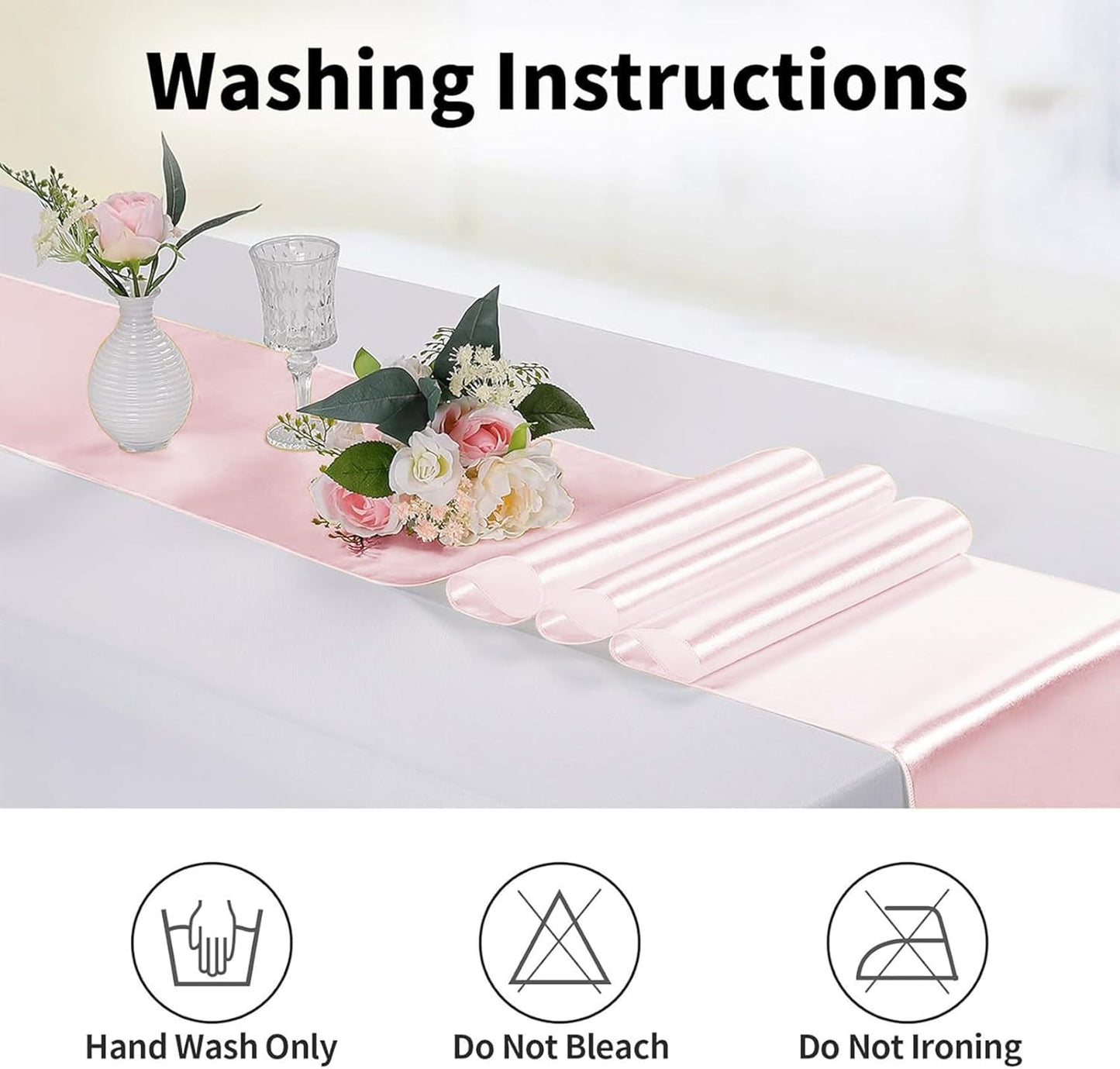 10-Pack Satin Table Runner Rose Gold 12 x 108 inches Long, Table Runners for Wedding, Birthday Parties, Banquets Decorations(10 Pack, 12x108 Inch, Rose Gold)