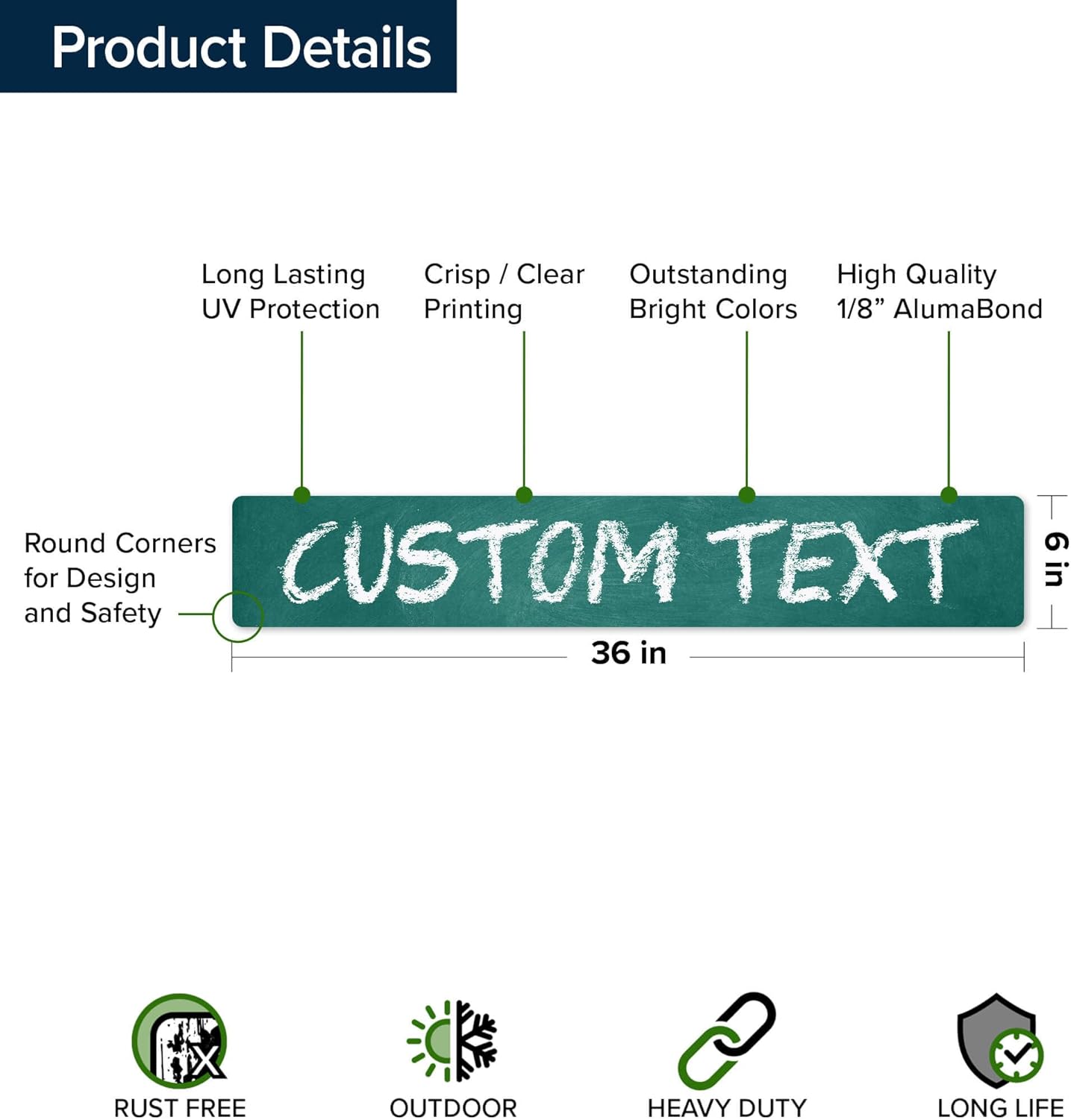 Custom Sign, Custom Street Sign, 11 Font Colors, 13 Font Styles, 4 Hole Options, 22 Sizes, 6x36 Inches, Rust Free DiBound, Fade Resistant, Made in USA by My Sign Center (Chalkboard Black)