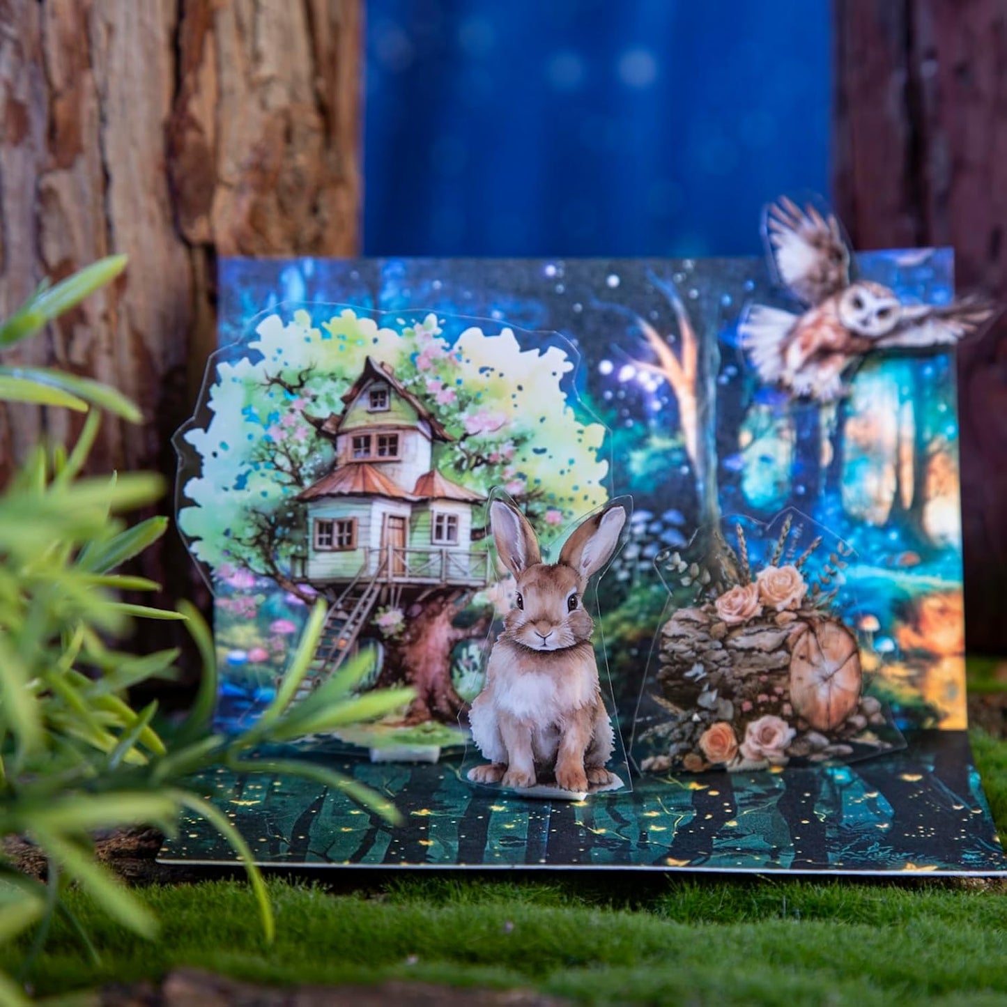 Night Forest Seamless Washi Tape Scrapbook Kit – 6 Rolls with Starry Sky, Fairy Woods & Twilight Designs for Journaling, DIY Crafts, Gift Wrapping, Card Making, Decoration, 3.15in Wide