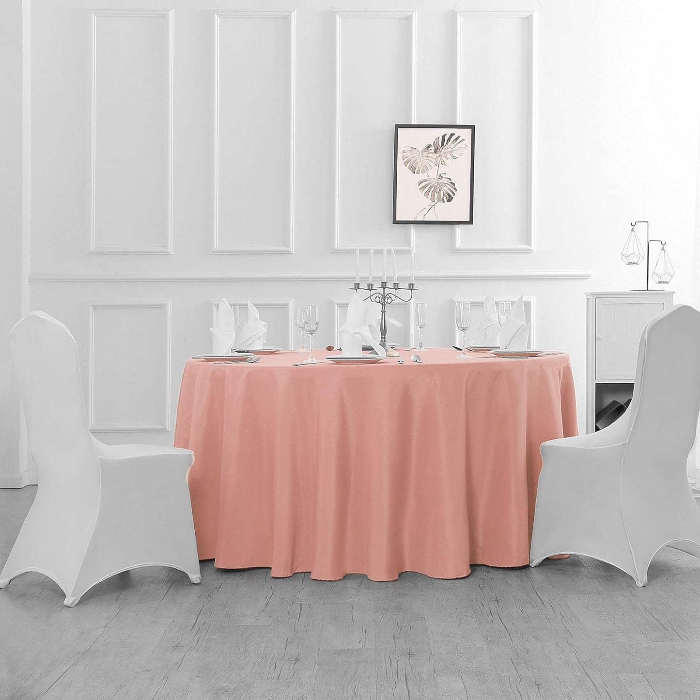 120 inch Round Tablecloth Washable Polyester Table Cloth Decorative Table Cover for Wedding Party Dining Banquet(120 inch, Dusty Pink)